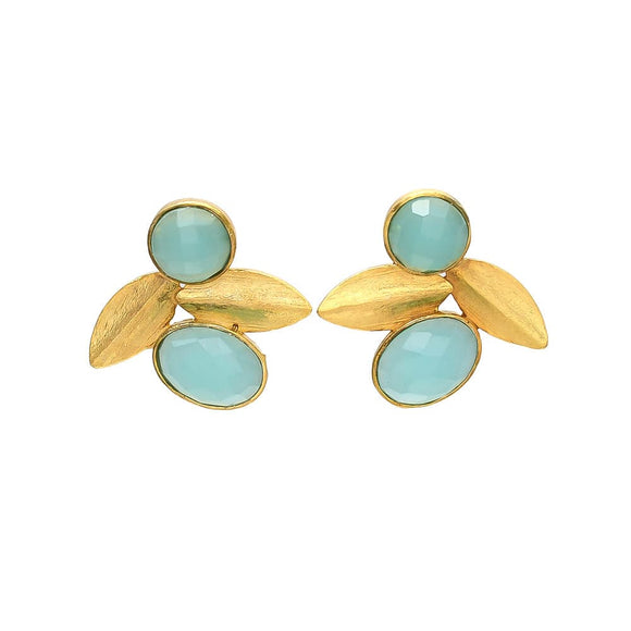 Pendientes con piedras Roma Aguamarina - Mestiza Joyas