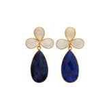Pendientes con piedras Trébol Luna y Zafiro - Mestiza Joyas