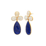 Pendientes con piedras Trébol Luna y Zafiro - Mestiza Joyas