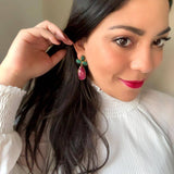 Pendientes con piedras Trébol Verde y Granate - Mestiza Joyas