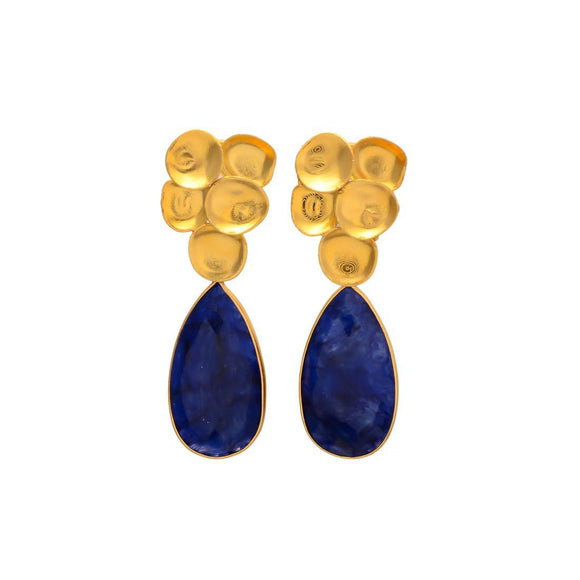 Pendientes con piedras Volcano Azul - Mestiza Joyas