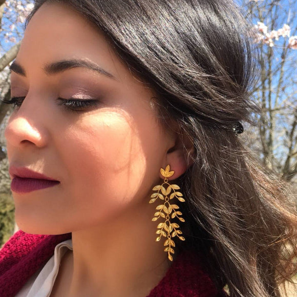 Pendientes Dorados Jazmín - Mestiza Joyas