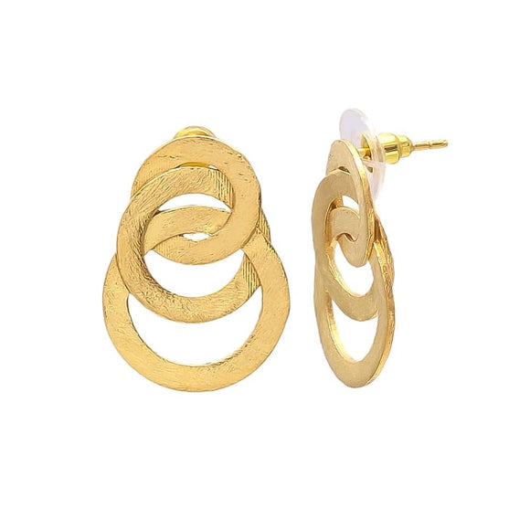Pendientes dorados Triple Aro - Mestiza Joyas