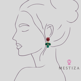 Pendientes piedras Dubai Granate y Verde - Mestiza Joyas