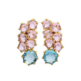 Pendientes piedras Fugaz Rosa y Aguamarina - Mestiza Joyas