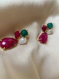 Pendientes piedras Inle Esmeralda, Luna y Rubí - Mestiza Joyas