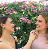 Pendientes piedras Moka Verde y Fucsia - Mestiza Joyas