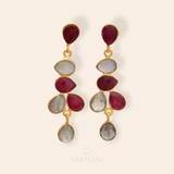 Pendientes piedras Narciso Granate y Labradorita - Mestiza Joyas