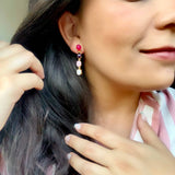Pendientes piedras París Fucsia, Morado, Rosa y Blanco - Mestiza Joyas