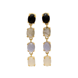 Pendientes piedras París Negro, Morado, Labradorita y Blanco - Mestiza Joyas