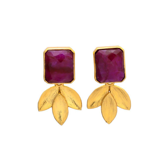 Pendientes piedras Pétalos Granate - Mestiza Joyas