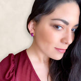 Pendientes piedras Pétalos Granate - Mestiza Joyas