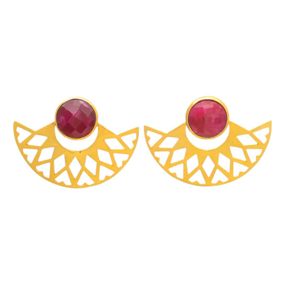 Pendientes piedras Smile Granate - Mestiza Joyas