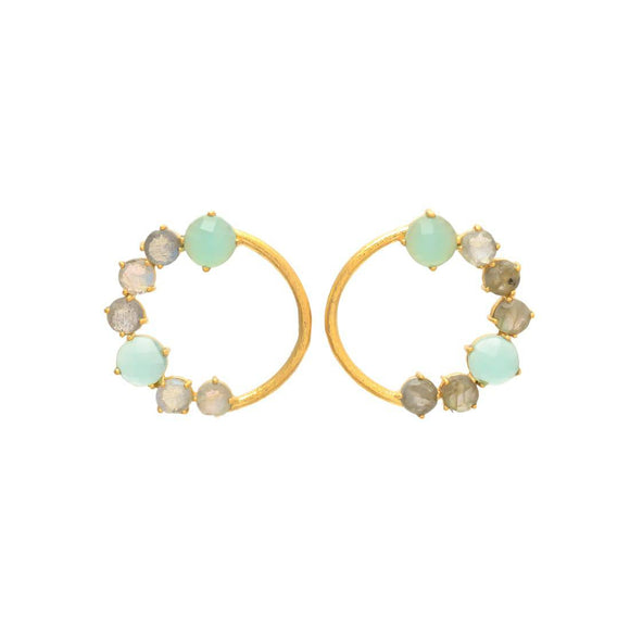 Pendientes piedras Valle Aguamarina y Labradorita - Mestiza Joyas
