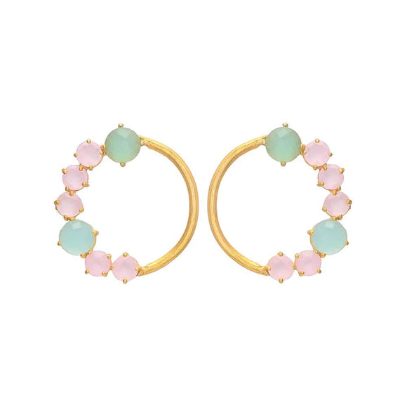 Pendientes piedras Valle Aguamarina y Rosa - Mestiza Joyas