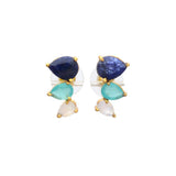 Pendientes Trepadores Gotas Azul, Aguamarina y Luna - Mestiza Joyas
