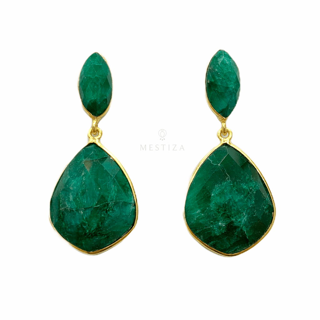 Orecchini pietra Anastasia verde  Gioielli meticci – Mestiza Joyas