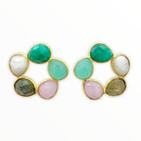 Pendientes con piedras Mallorca Esmeralda, Aguamarina, Rosa, Labradorita y Luna - Mestiza Joyas