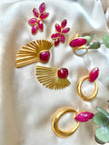 Pendientes con piedras Bali ovalado Granate - Mestiza Joyas