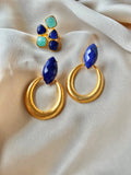 Pendientes con piedras Bali ovalado Azul - Mestiza Joyas