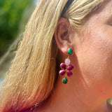 Pendientes con piedras Madrid Verde, Rosa y Granate - Mestiza Joyas