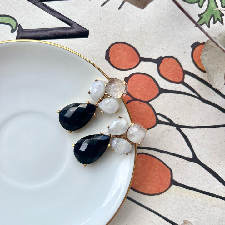 Black and White Inle stone earrings