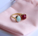 Anillo Albi Granate y Amazonita