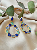 Pendientes piedras Elizabeth Azul y Aguamarina - Mestiza Joyas
