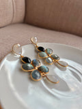 Pendientes con piedras Madrid Luna, Negro y Labradorita - Mestiza Joyas