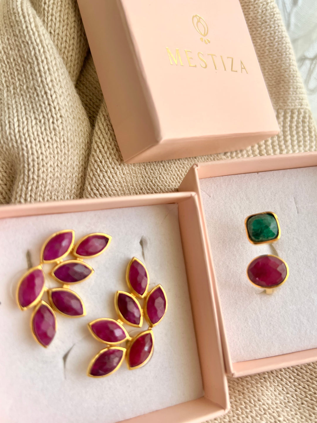 Sofia Emerald stone earrings