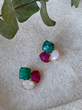 Pendientes piedras Inle Esmeralda, Luna y Rubí
