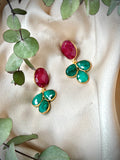 Pendientes piedras Dubai Granate y Verde - Mestiza Joyas
