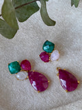 Pendientes piedras Inle Esmeralda, Luna y Rubí