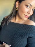 Pendientes con piedras Lyon Negro - Mestiza Joyas