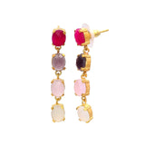 Pendientes París Fucsia, Morado, Rosa y Blanco - Mestiza Joyas